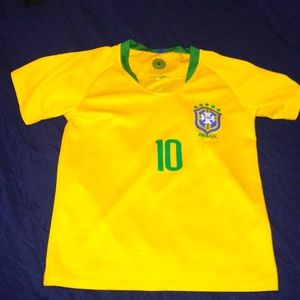 Neymar jr yellow blue and green home jersey kids medium